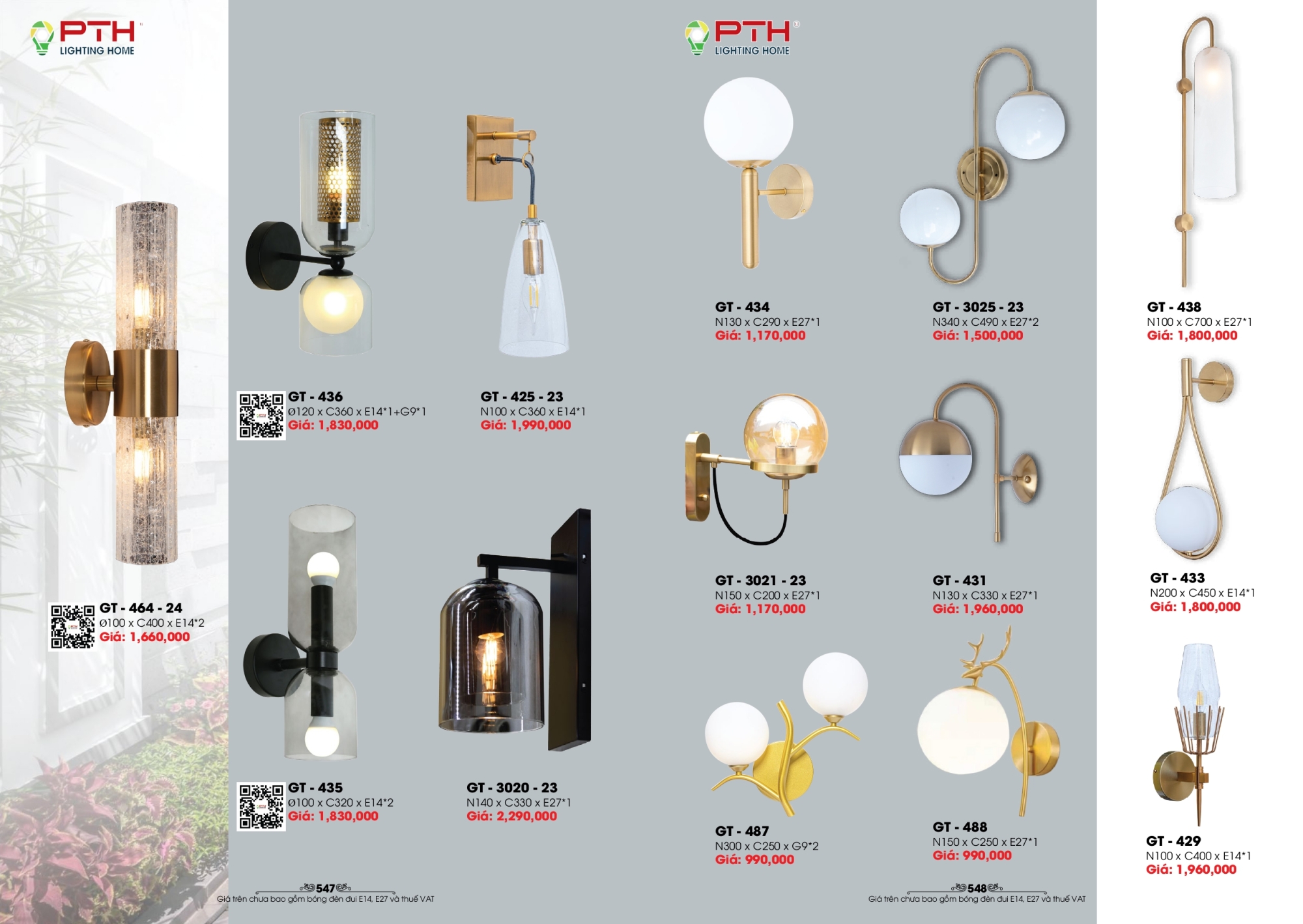 Bảng giá đèn trang trí PTH Lighting Home 2026